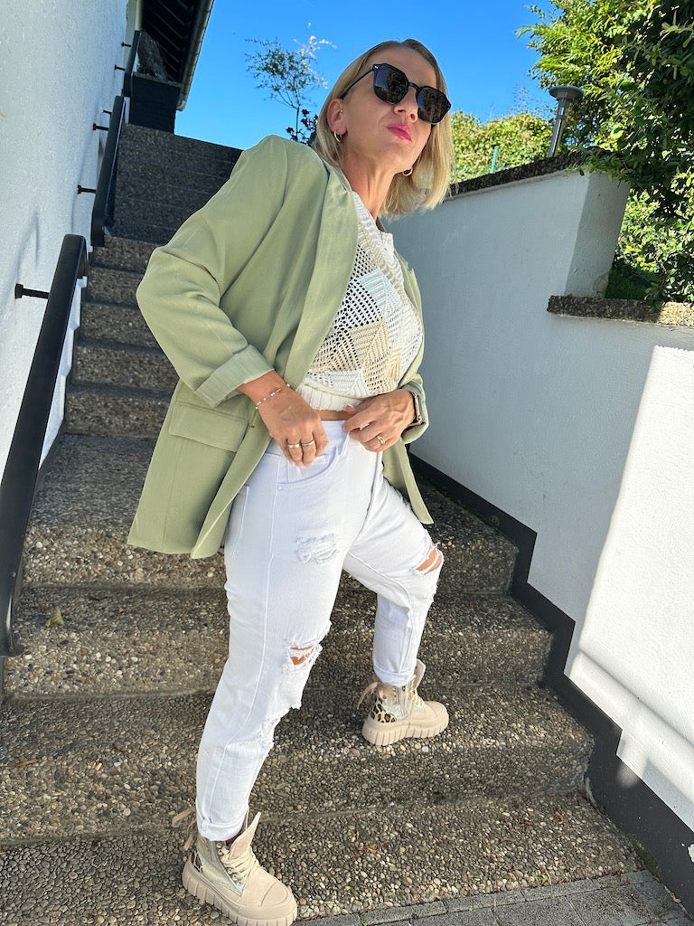 Dam Blazer Oversized Mjuk Polyester-4