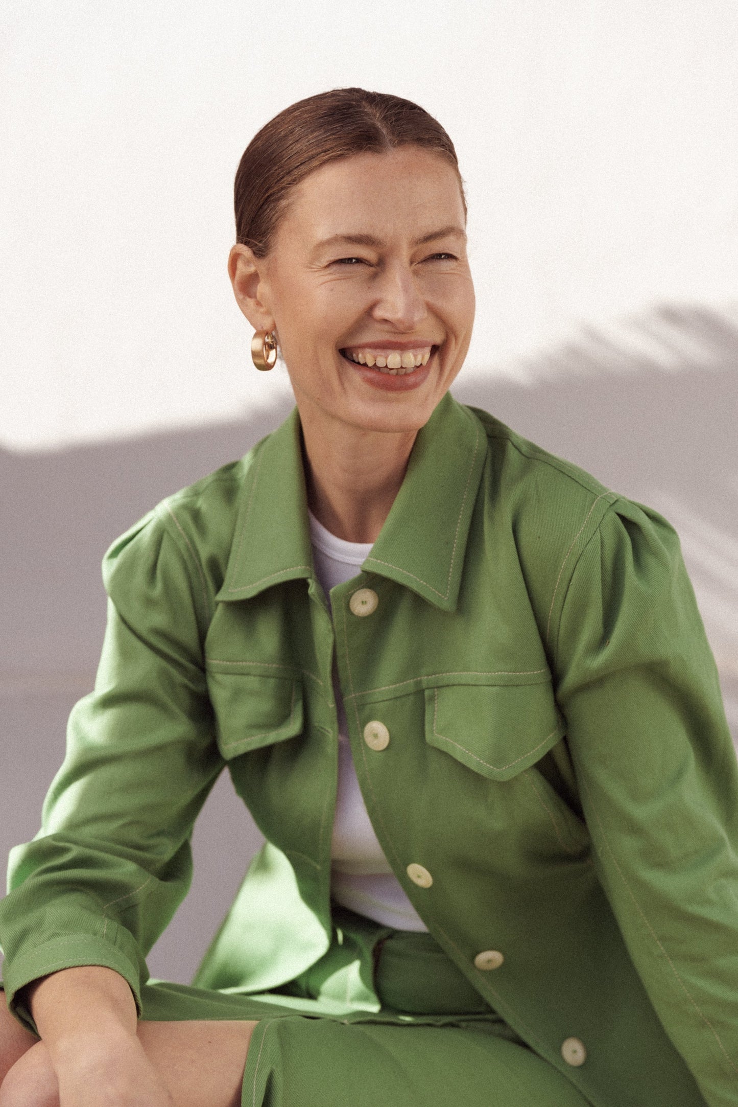 Dam Kappa med Ballongärmar och Krage i 100% Bomull-3