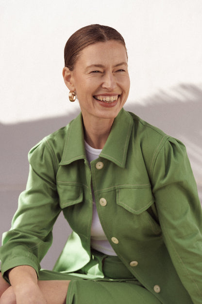 Dam Kappa med Ballongärmar och Krage i 100% Bomull-3