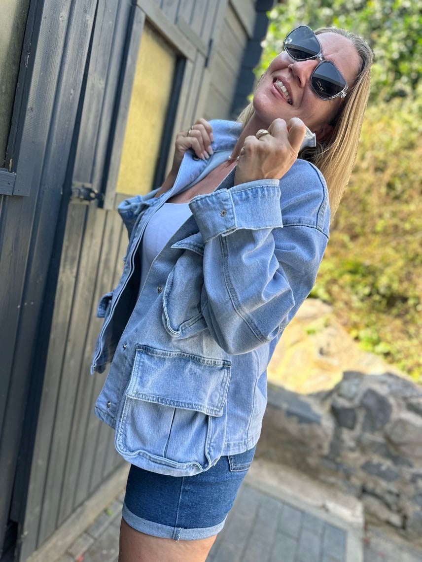 Dam Oversized Kappa med Stora Fickor Högkvalitativt Tyg-5