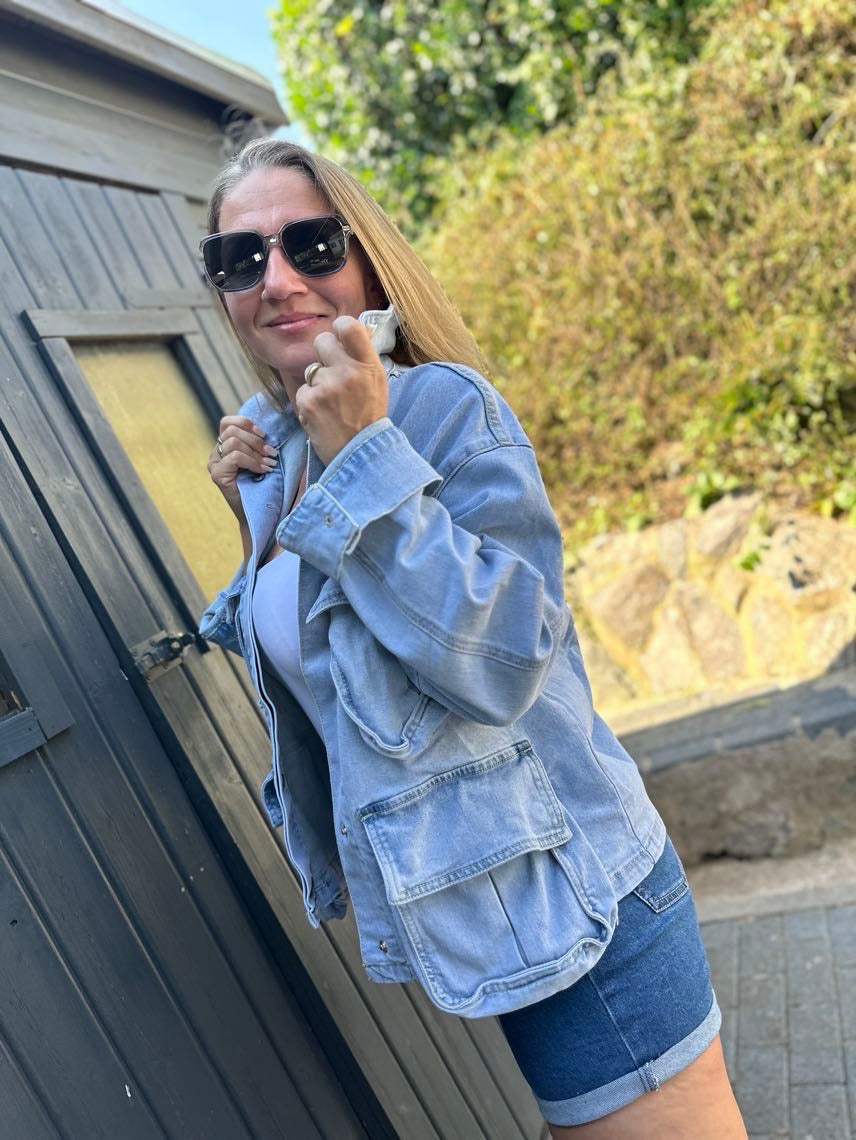 Dam Oversized Kappa med Stora Fickor Högkvalitativt Tyg-6