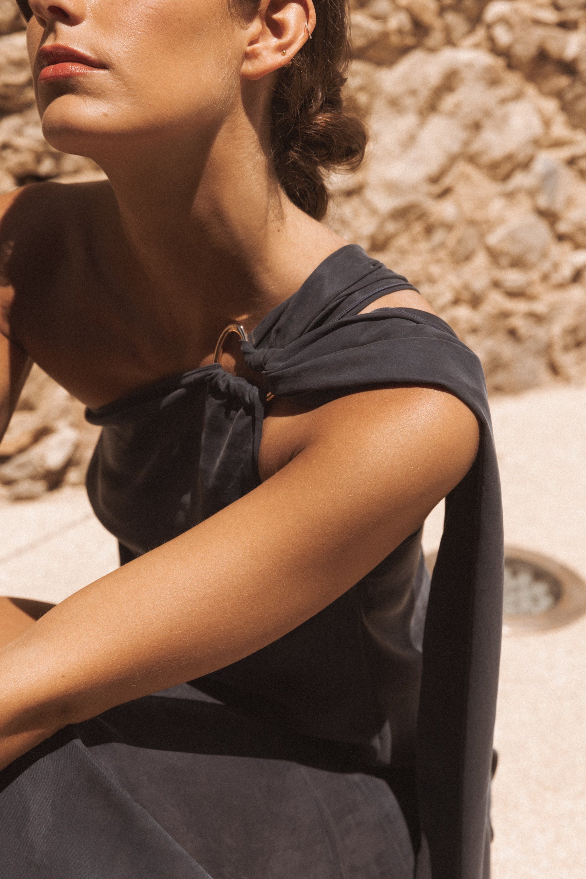 Dam Klänning Midi Minimalistisk Cupro-4