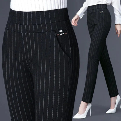 Stretchbyxor Dam Hög Midja Elastisk Material för Komfort och Stil-1