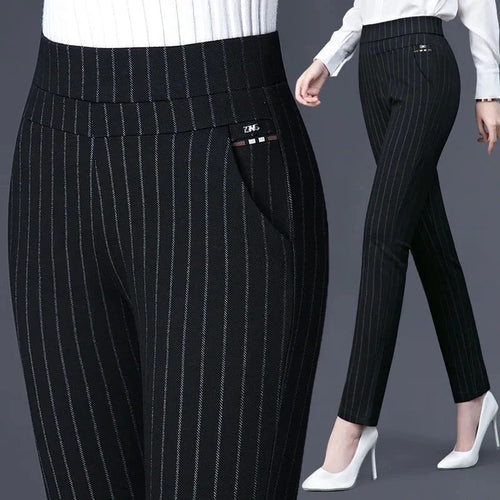 Stretchbyxor Dam Hög Midja Elastisk Material för Komfort och Stil-1
