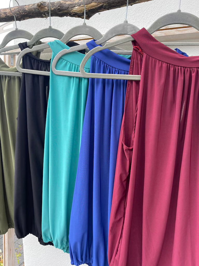 Dam Festtopp Monokrom Stil Mjuk Textil-4