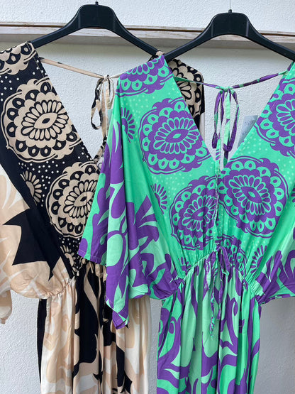 Sommarklänning Dam V-ringning i Viskos – Elegant och Bekväm för Fest och Avslappnade Tillfällen, Storlek XS-L 9