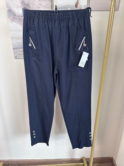 Dam Byxor Med Resår I Midjan Snygga Stretchiga Detaljer Hög Midja 8