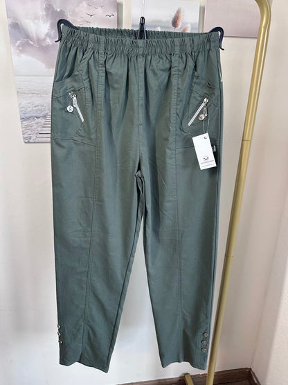 Dam Byxor Med Resår I Midjan Snygga Stretchiga Detaljer Hög Midja 6