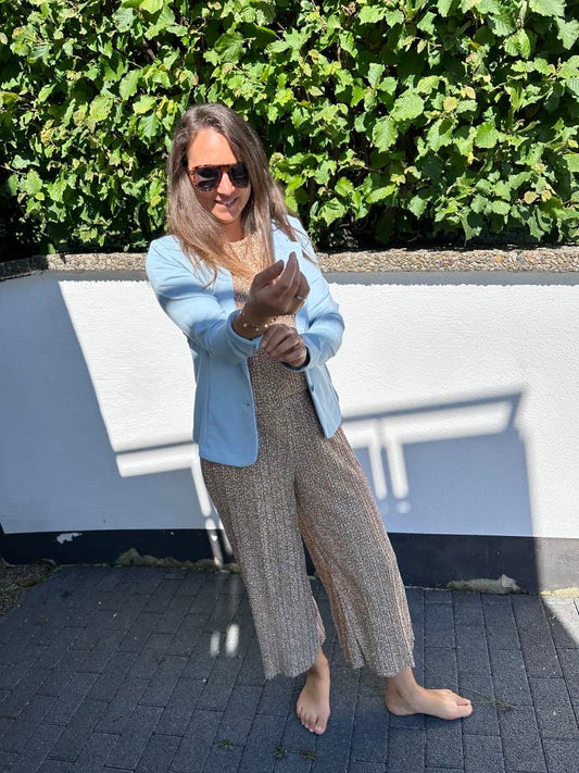 Snygga Byxor Dam med Djurtryck Lätt Återvunnen Polyester Breda Ben-1