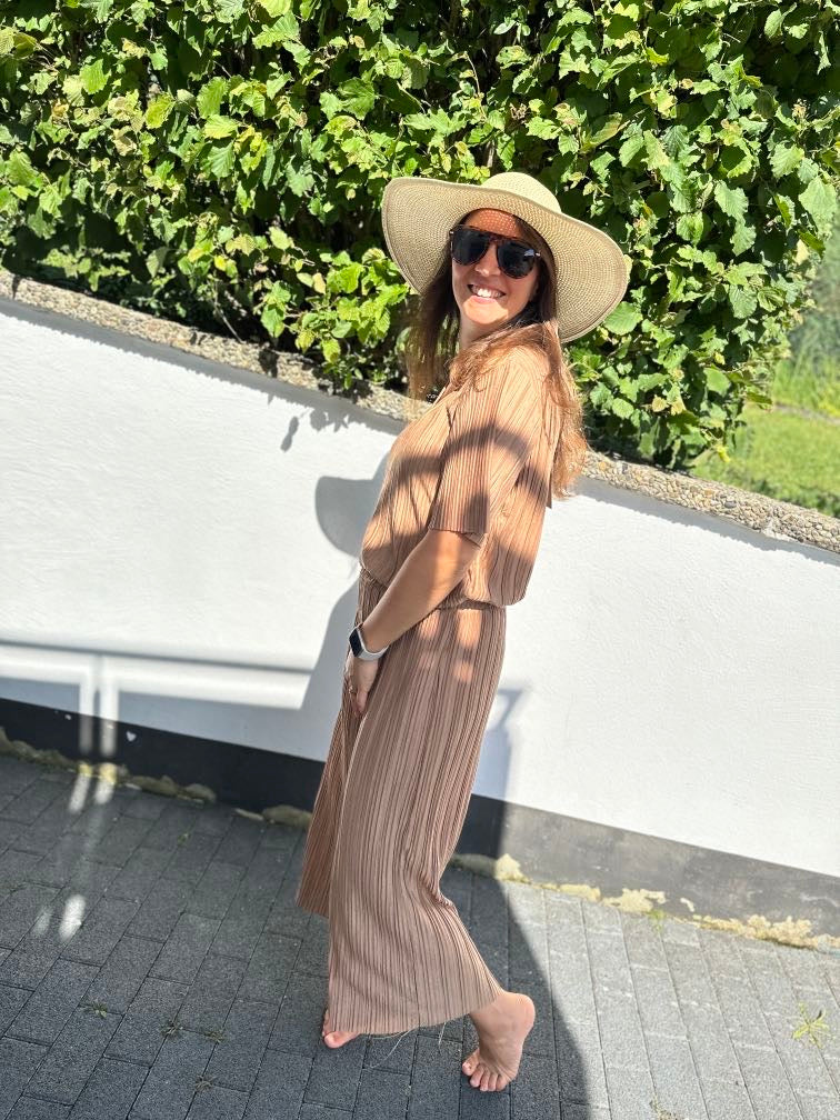 Dam Byxor Med Resår I Midjan Snygga Ribbat Tyg Återvunnen Polyester-5