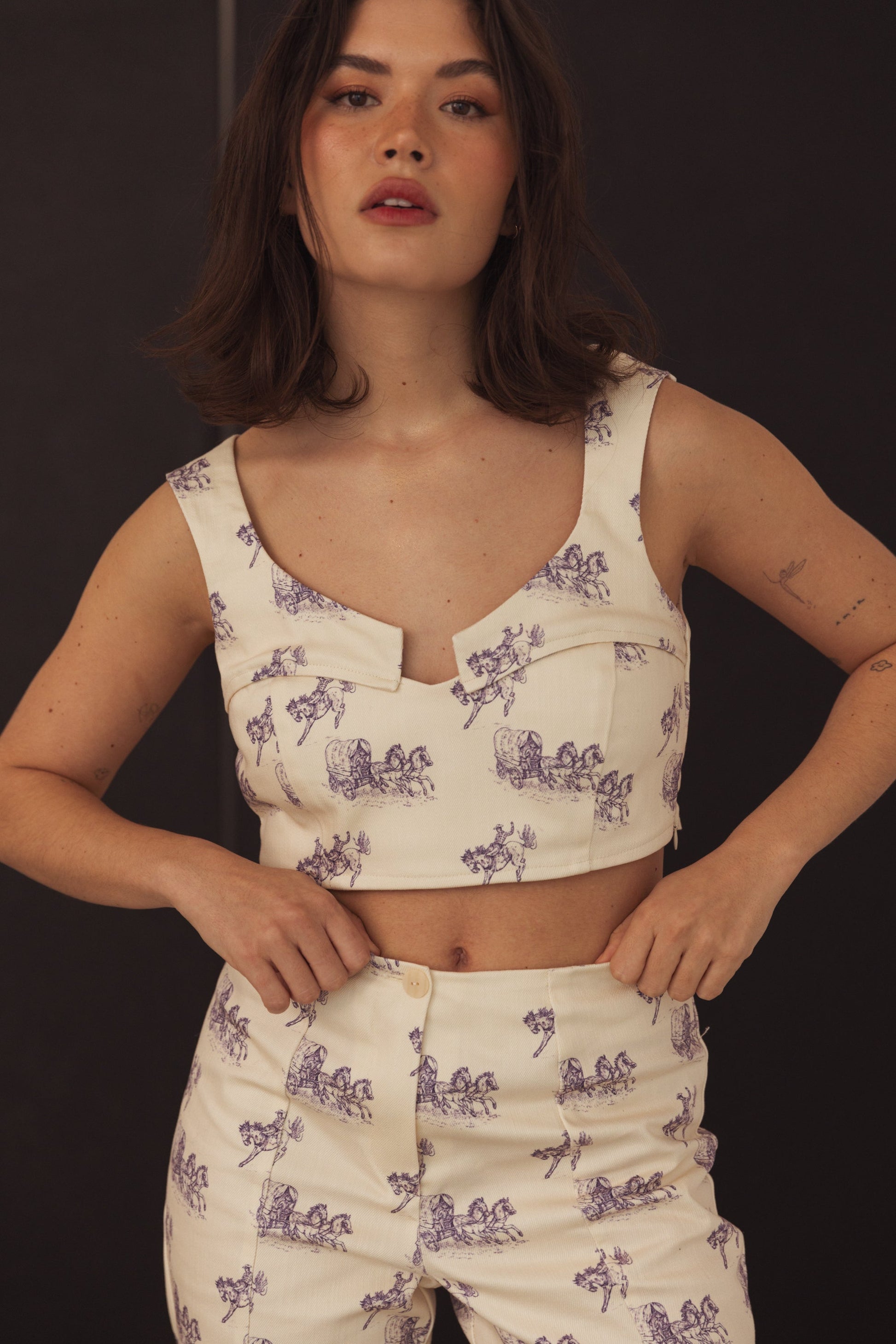 Festtoppar Dam Crop Top 100% Bomull Med Bred Remmar-4