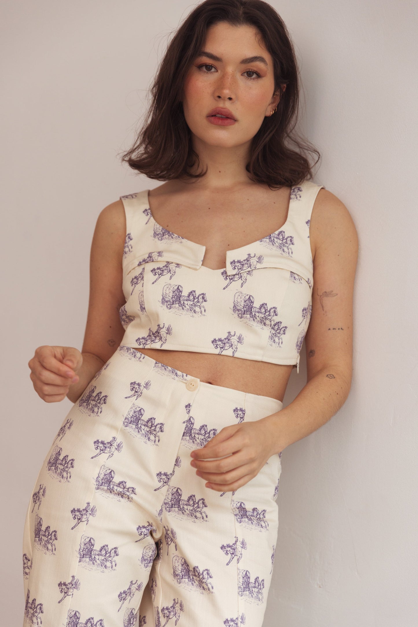 Festtoppar Dam Crop Top 100% Bomull Med Bred Remmar-5