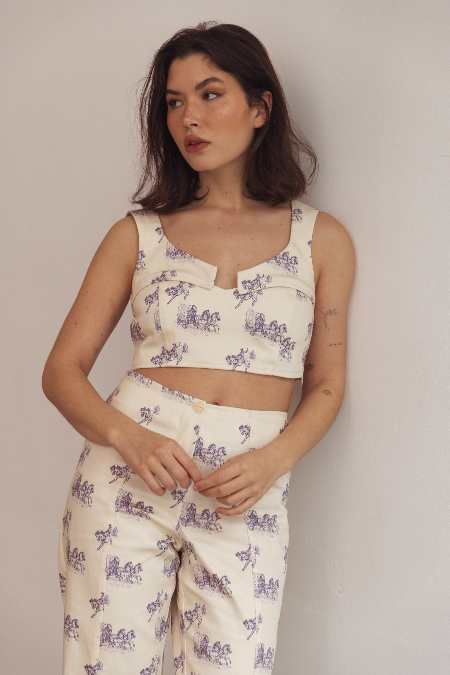 Festtoppar Dam Crop Top 100% Bomull Med Bred Remmar-3