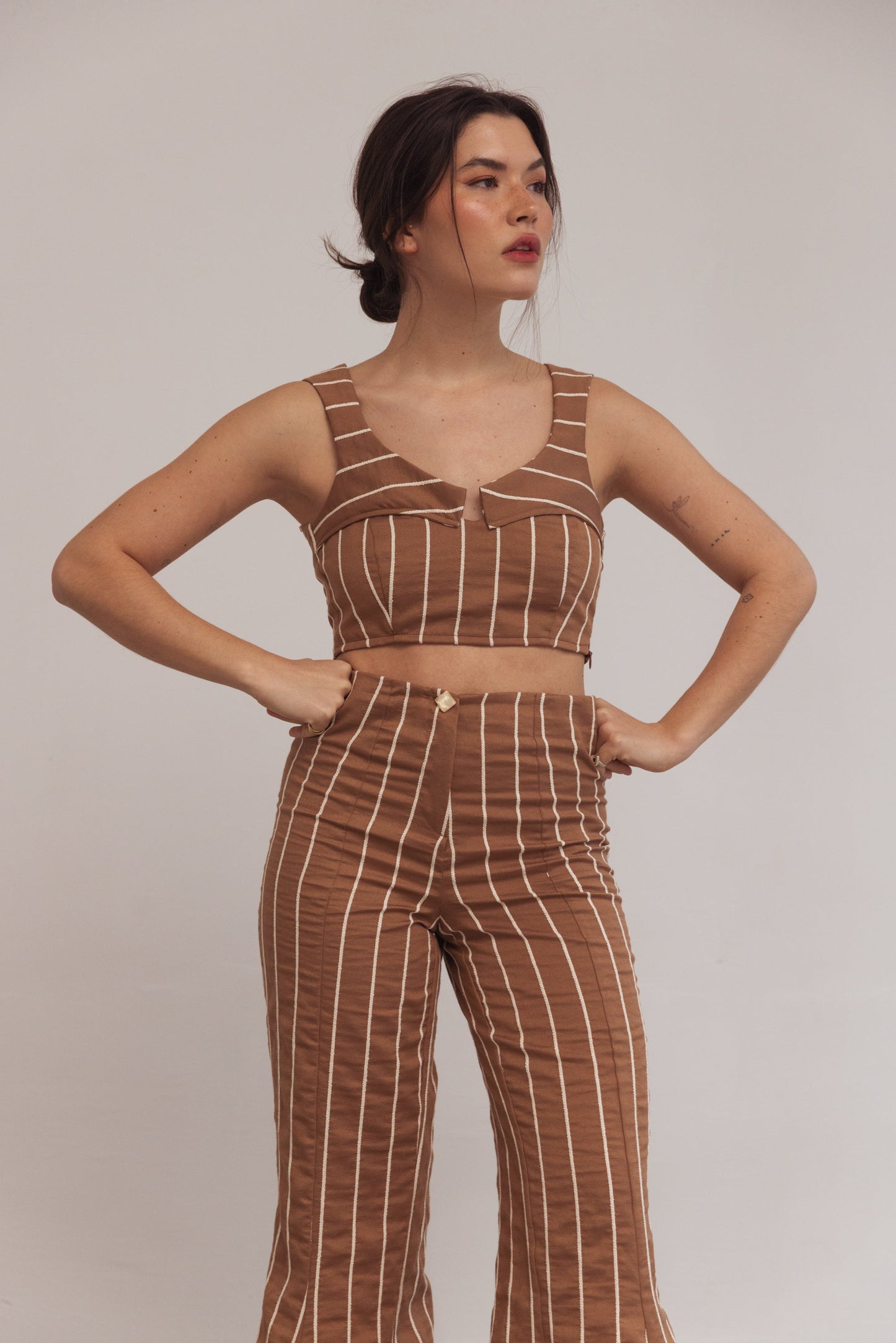 Dam Crop Top Fräsch Polyester Med Breda Remmar-2