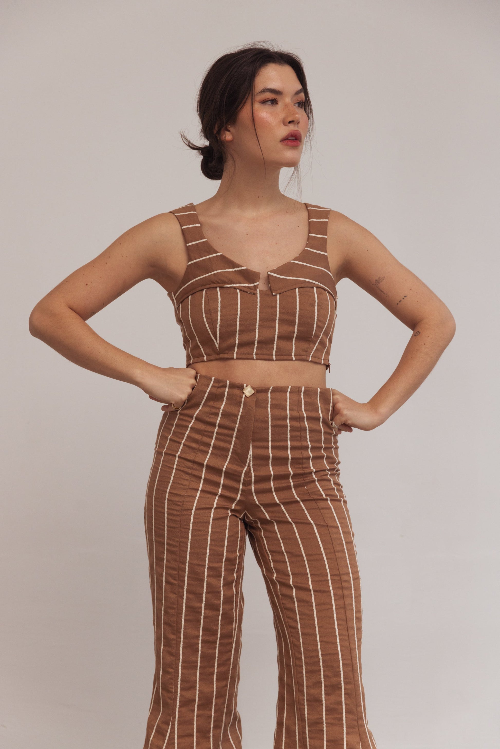 Dam Crop Top Fräsch Polyester Med Breda Remmar-2