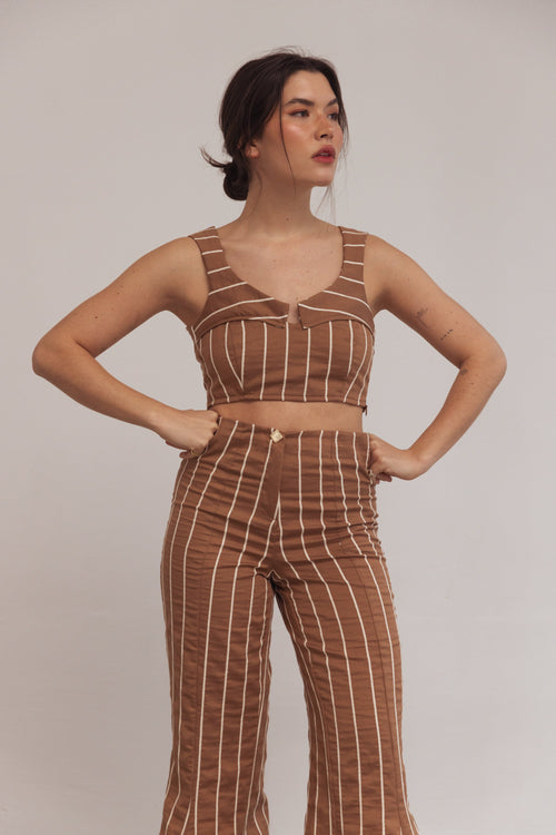 Dam Crop Top Fräsch Polyester Med Breda Remmar-1