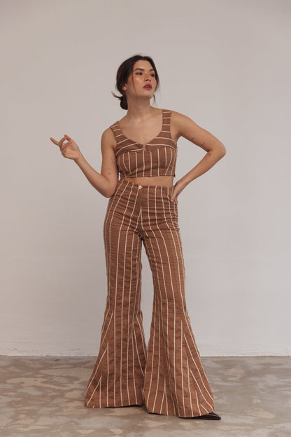 Snygga Byxor Dam Hög Midja med Uttalad Öppning Polyester Mix-4