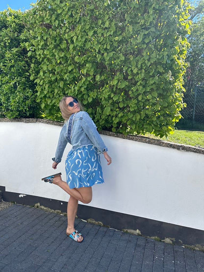 Damklänning A-Line Lätta Breda Ärmar Polyester Knälängd-6