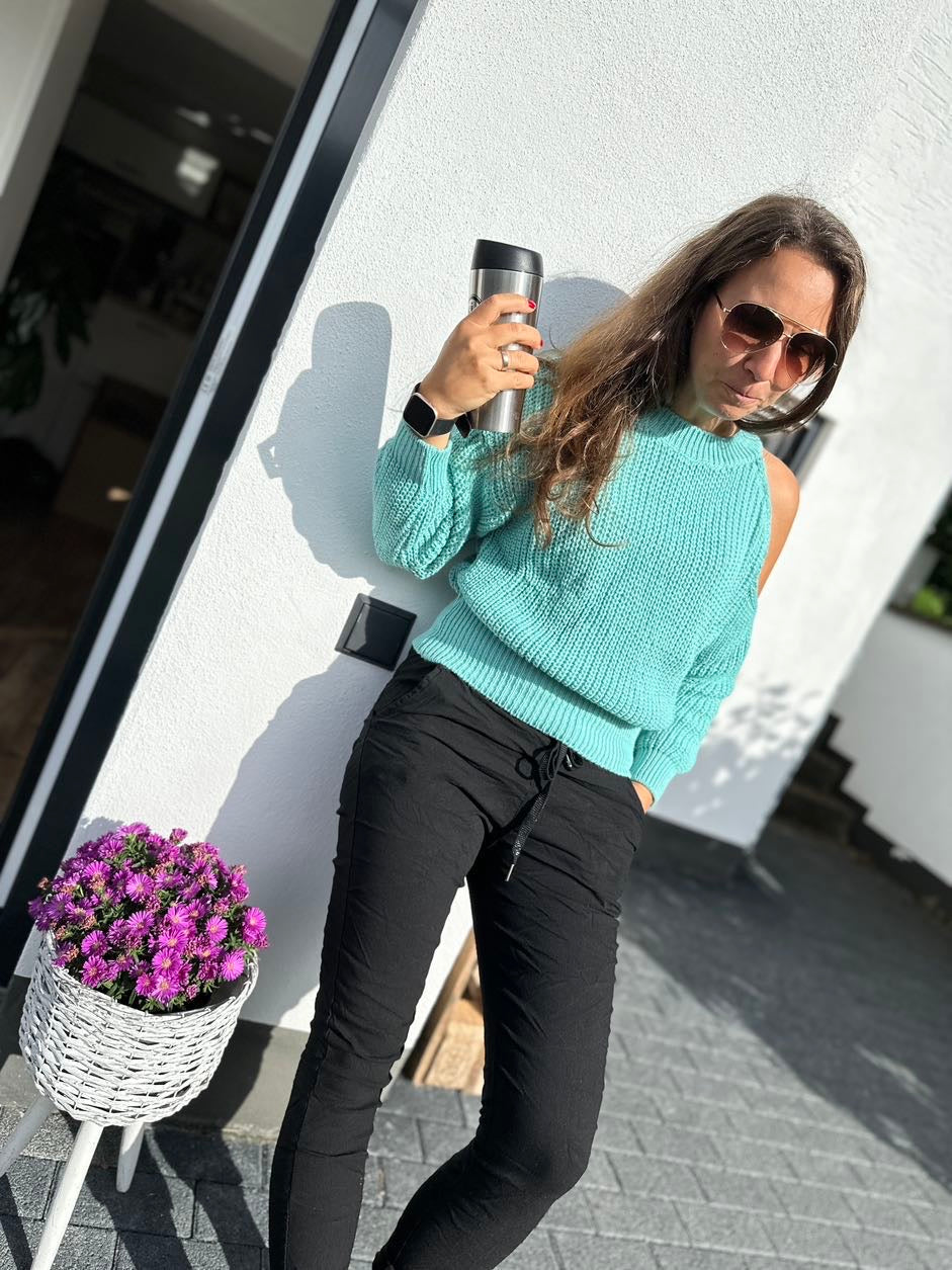 Dam Joggbyxor med Glitterband Mjuk Bomull-3