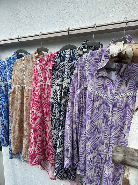 Dam Blus Boho Stil Lätt Material Avslappnad Passform-1