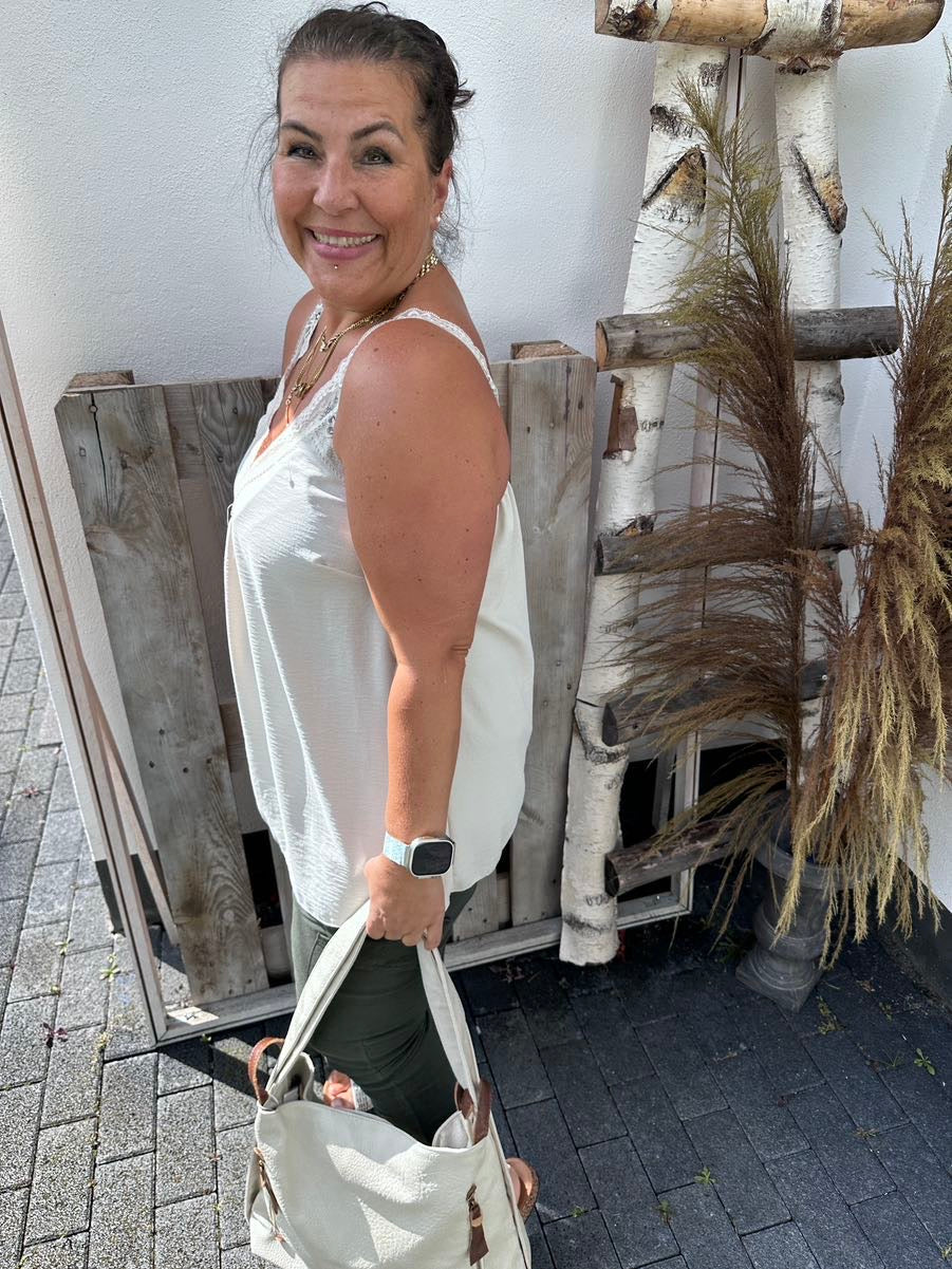 Dam Festtoppar A-linjeformad med Spets Detaljer Polyester 4