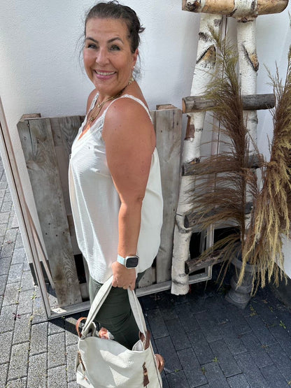 Dam Festtoppar A-linjeformad med Spets Detaljer Polyester 4