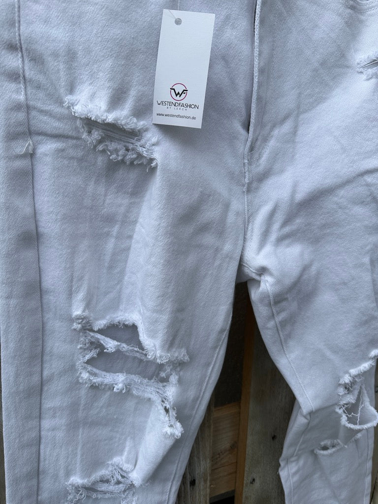 Kvinnors Mammajeans Förstört Mjuk Bomull-6