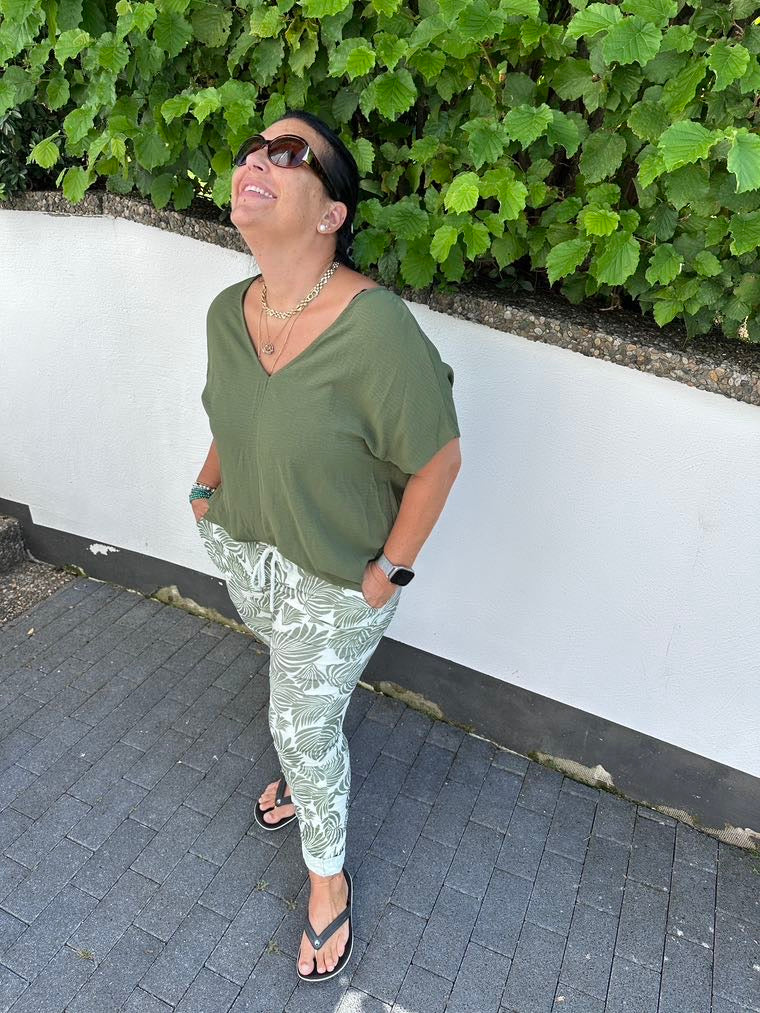 Dam Joggbyxor Avslappnad 100% Bomull med Glitterband-4