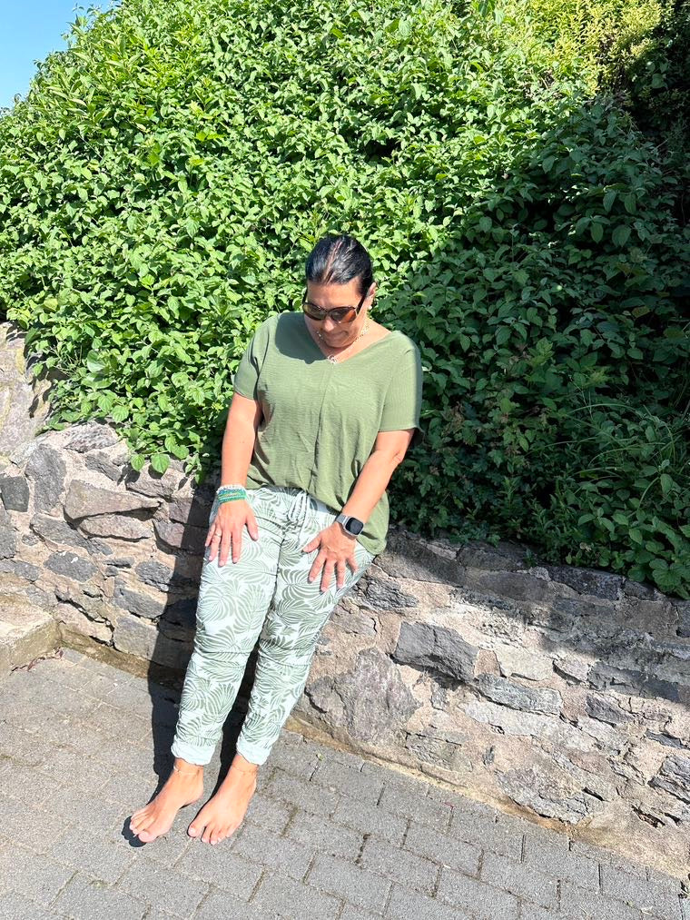 Dam Joggbyxor Avslappnad 100% Bomull med Glitterband-6