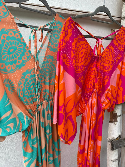 Sommarklänning Dam V-ringning i Viskos – Elegant och Bekväm för Fest och Avslappnade Tillfällen, Storlek XS-L 3