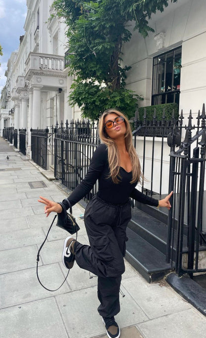 Snygga Byxor Dam Hög Midja Mjuk Bomull Trendig Design 3