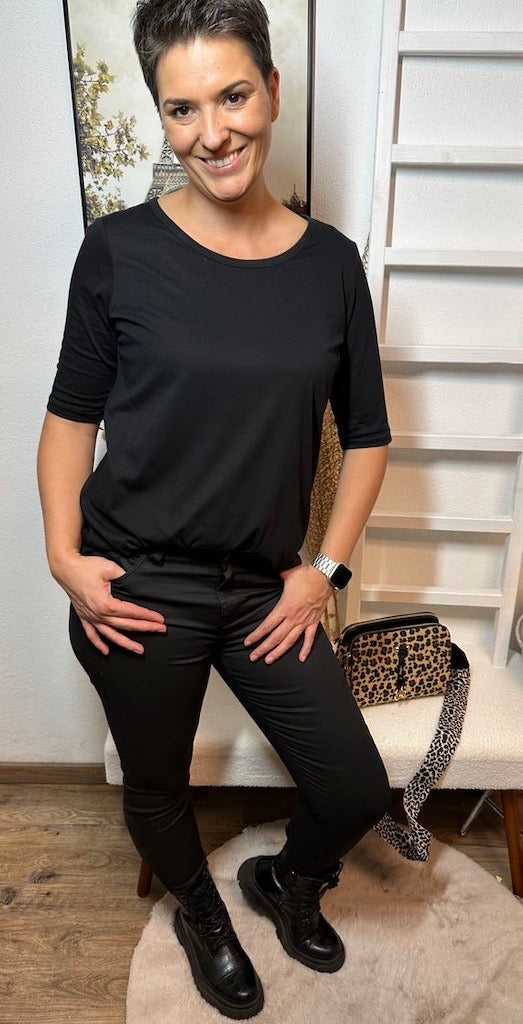 Snygga Byxor Dam Hög Midja Slim Fit Bomull Polyester Elastan-1