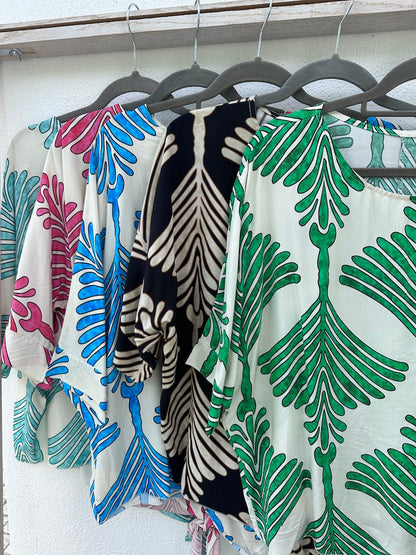 Dam Blus Lätt Mönster 100% Polyester Modern Passform-4