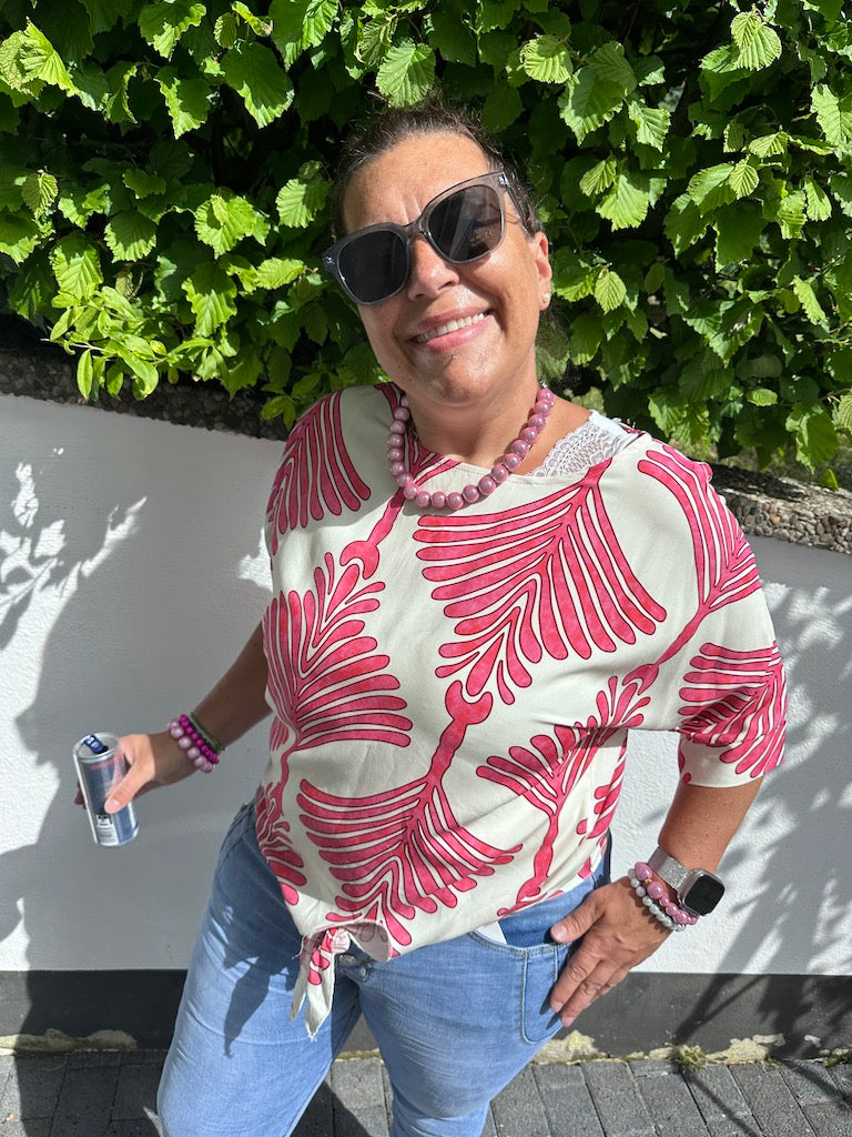 Dam Blus Lätt Mönster 100% Polyester Modern Passform-5