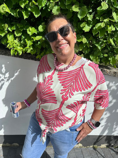 Dam Blus Lätt Mönster 100% Polyester Modern Passform-5