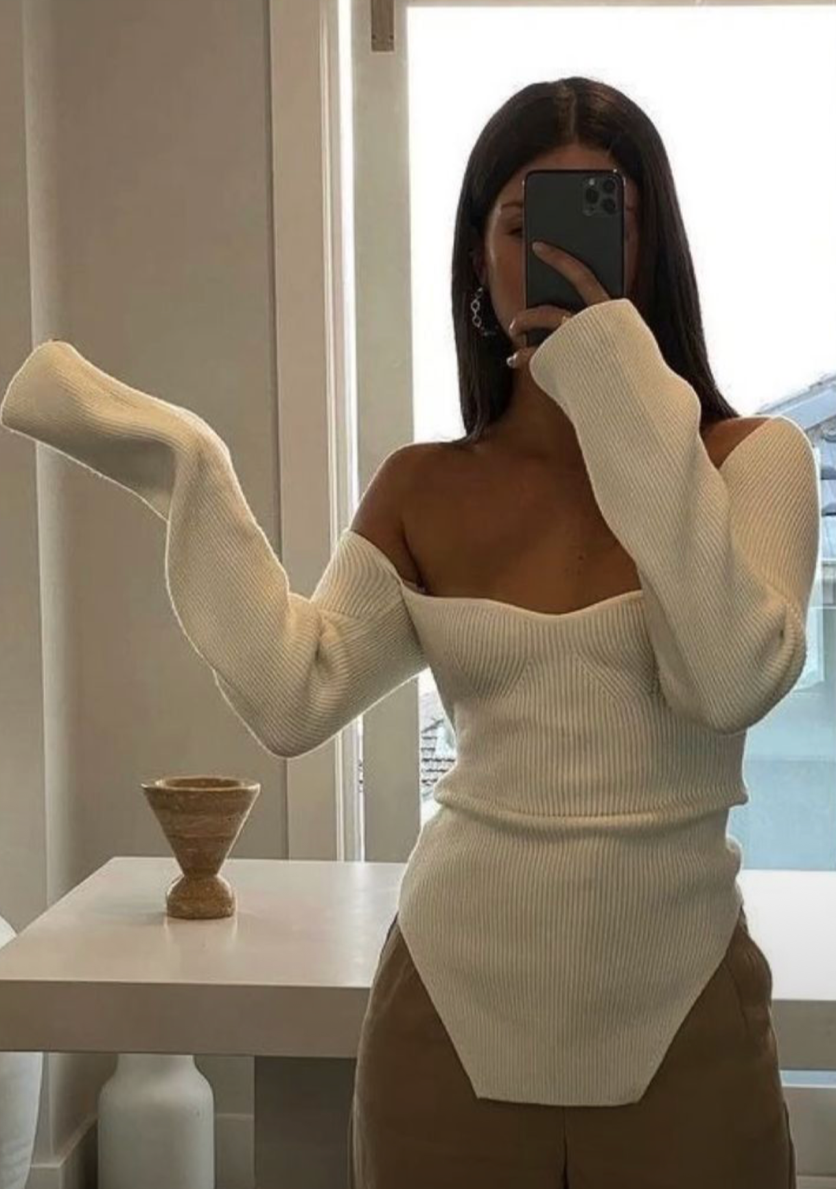 Kvinnors Topp Fyrkantig Halsringning Stretchmaterial-4