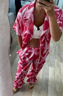 Dam Byxor Med Resår I Midjan Snygga Viskos Och Linne-3