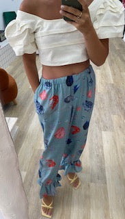 Dam Fritidsbyxor Elastisk Midja Viskos/Linne 6