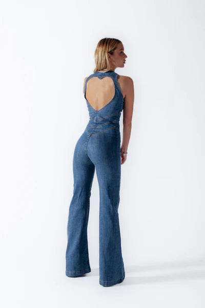 Dam Jumpsuit Bodycon med Hjärthalsringning i Stretchmaterial - Figursydd Elegant Passform för Fester och Avslappnade Tillfällen 2