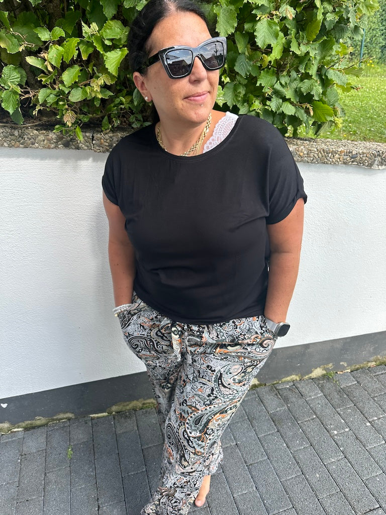 Snygga Byxor Dam Marlene med Bälte Elastiskt Material-4