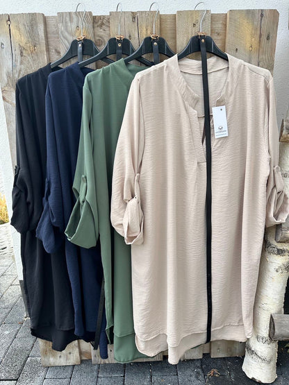 Fina Dam Klänningar V-ringning med Bälte Samlade Ärmar Polyester 3