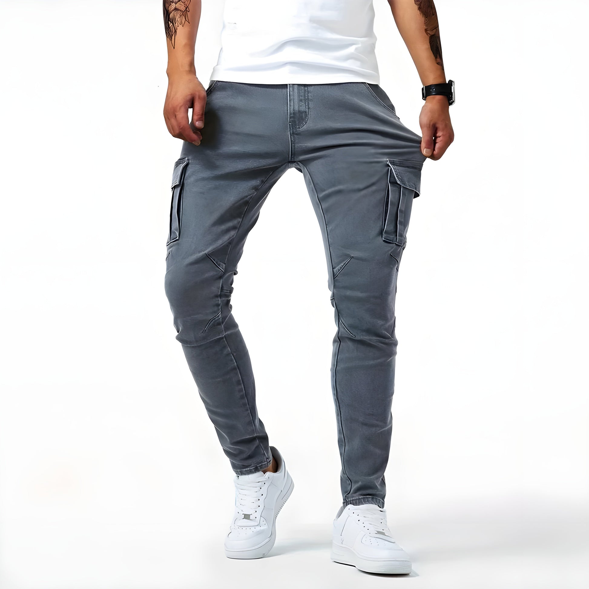 Variant image for Herr Cargo Byxor Avslappnad Passform 100% Bomull Urban Stil-6