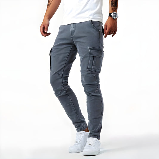 Herrbyxor Cargo Denim med Elastiskt Midjeband för Komfort-1