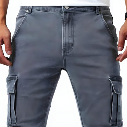 Herrbyxor Cargo Denim med Elastiskt Midjeband för Komfort-4