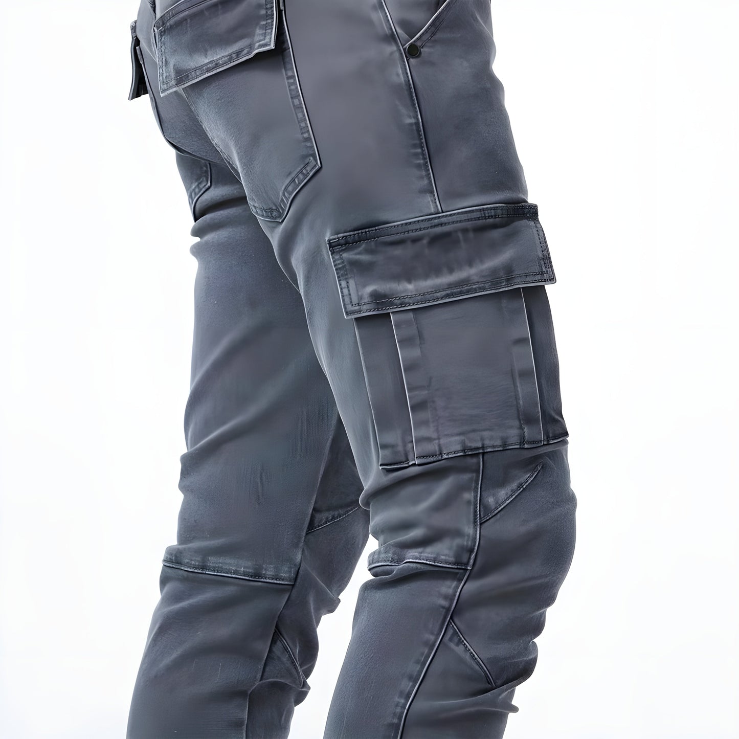 Herrbyxor Cargo Denim med Elastiskt Midjeband för Komfort-3