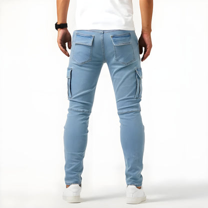 Herrbyxor Cargo Denim med Elastiskt Midjeband för Komfort-6