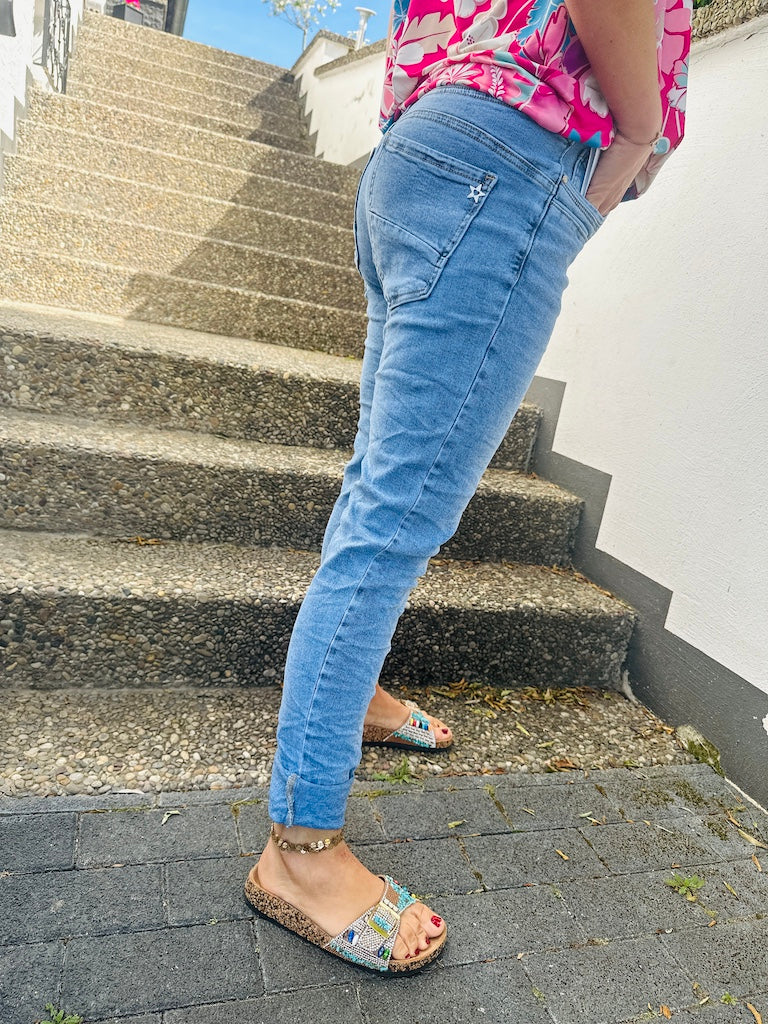 Snygga Byxor Dam Medelhög Midja Mjuk Tyg Tätt Ben-5