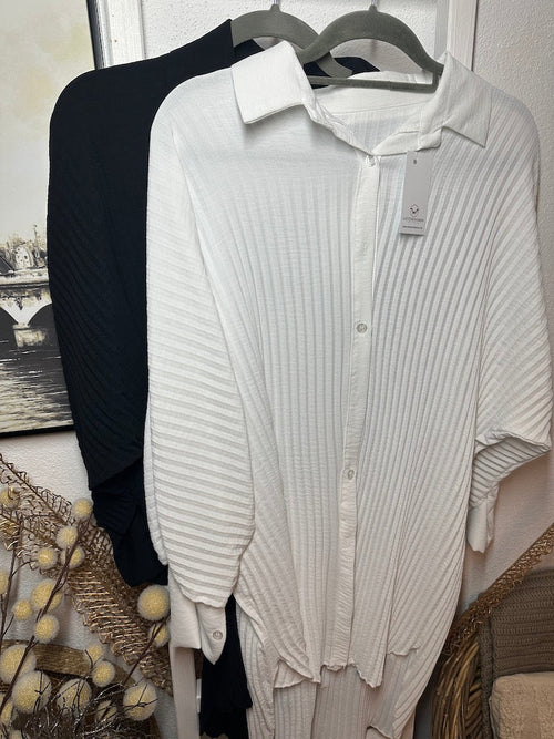 Dam Blus Vattenfall Polyester Elegant Svartvit-1