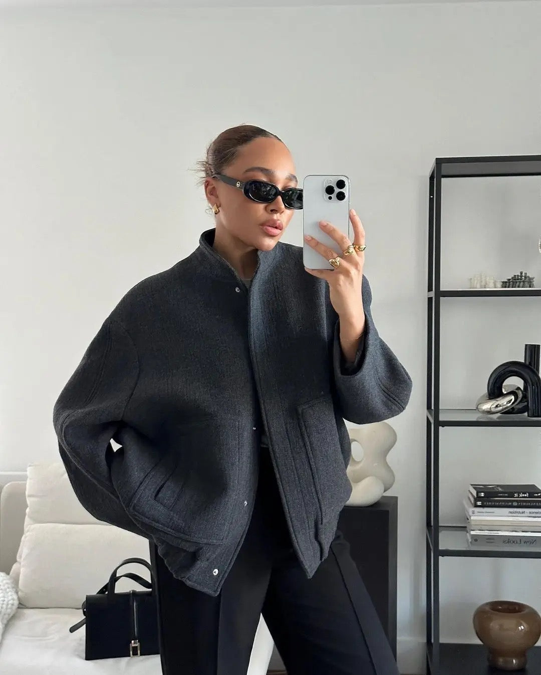 Variant image for Dam Fritidsjacka Ullblandning med Knappdetaljer-8