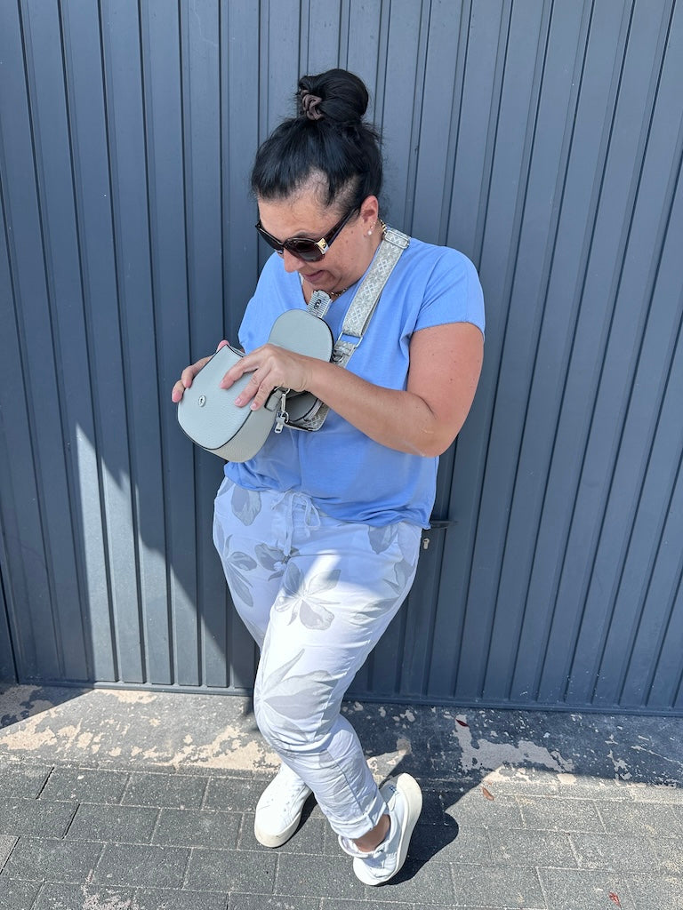 Dam Joggingbyxor Blommönster med Glitterband 100% Bomull-2